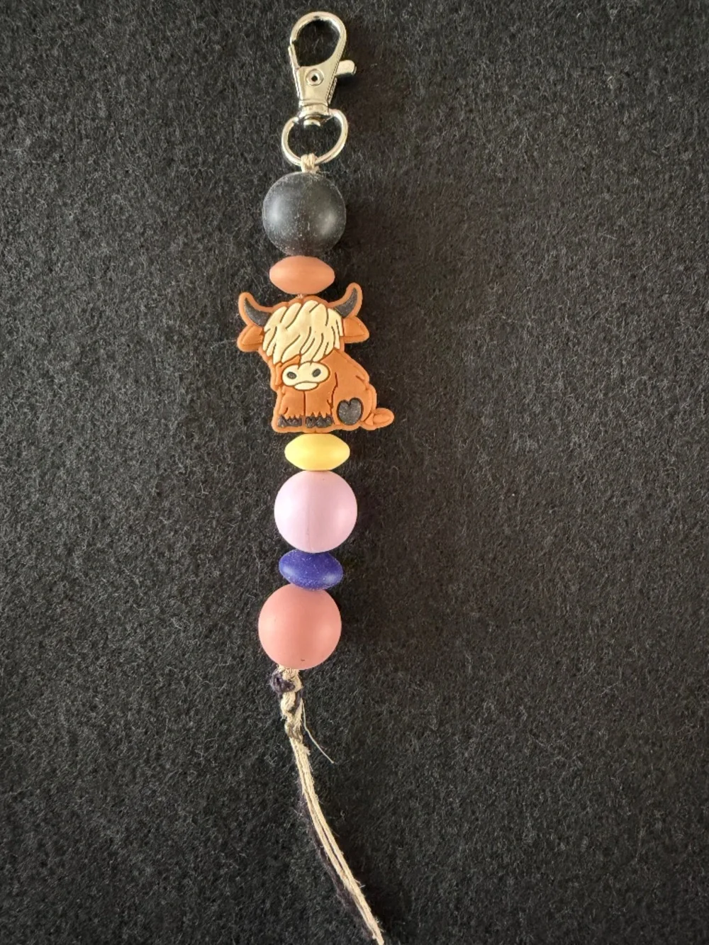 Key Ring Silicone Bead Highland Cow 6
